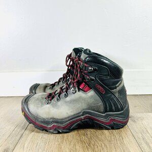 Keen Liberty Ridge WP Grey+Red Hiking Boots Womens Size 6